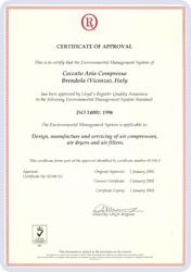 Сертификат соотвествия от Ceccato Aria Compressa