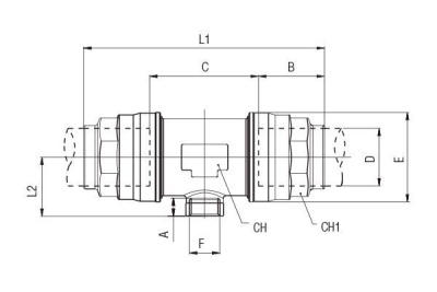 Соединение проходное с отводом с внутренней резьбой 90 236 40-1/2" (9023600003)